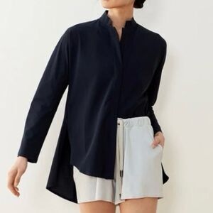 Aday Something Borrowed Button Up Boyfriend Shirt in Black Size XL